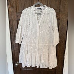 Tommy Hilfiger White Eyelet Button-Front Dress Tunic Cover Up Size 10